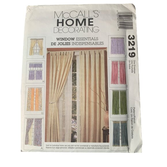 McCall's Home Decorating Window Curtains Essentials Pattern 3219 uncut - Picture 1 of 2